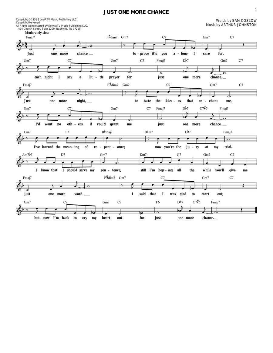 Just One More Chance Guitar scores gallery preview page 1