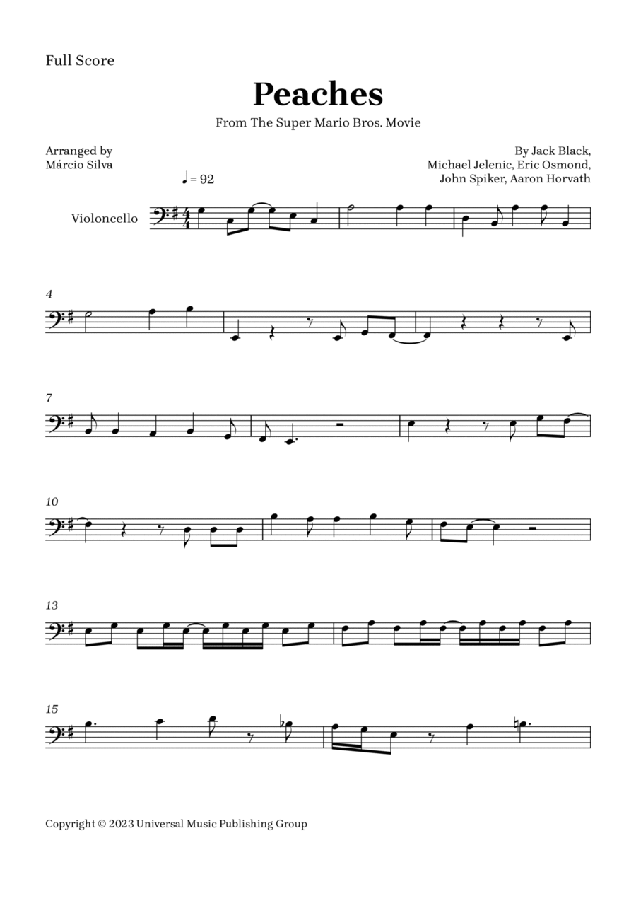 Peaches Cello Solo scores gallery preview page 1