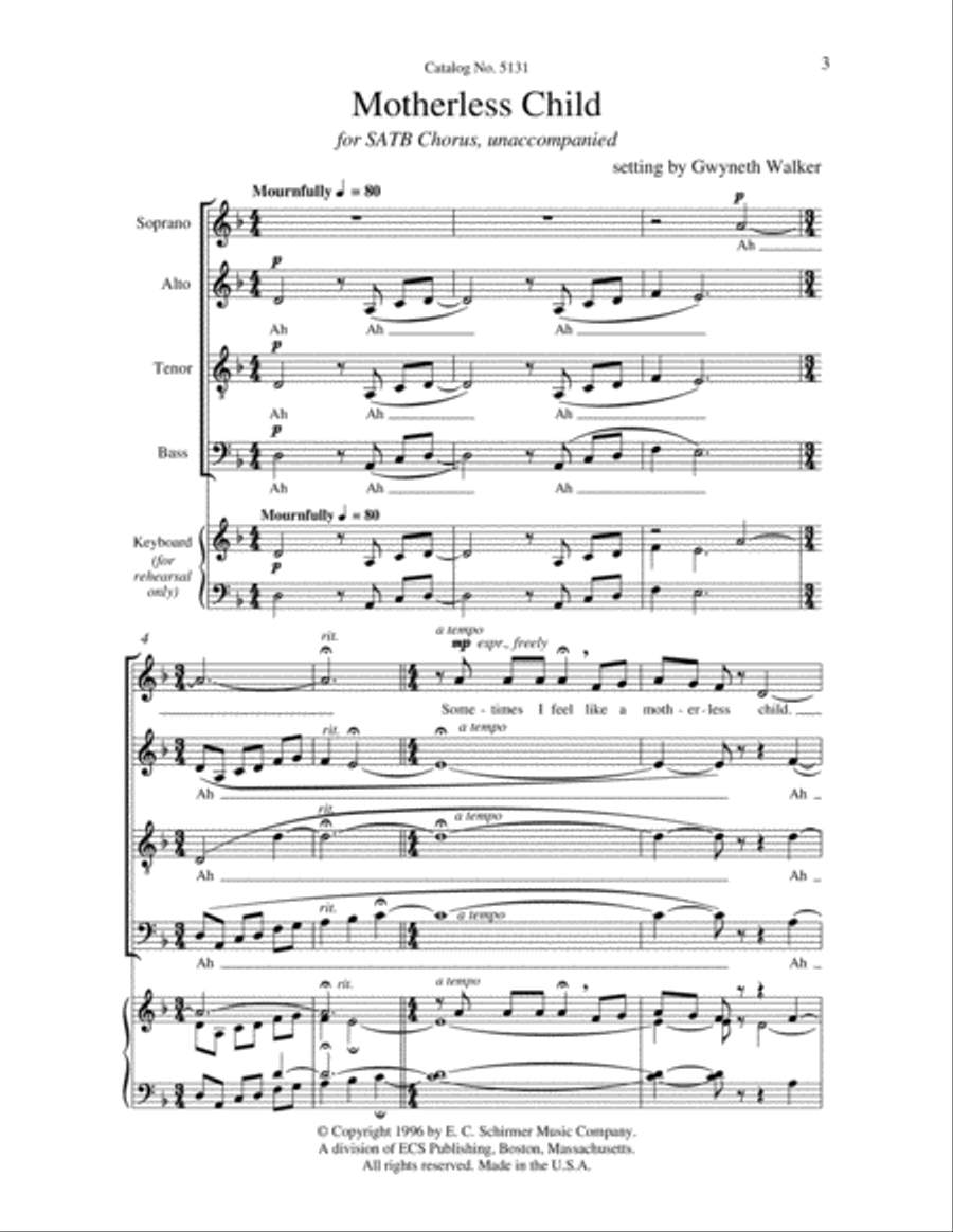 Motherless Child 4-Part scores gallery preview page 3