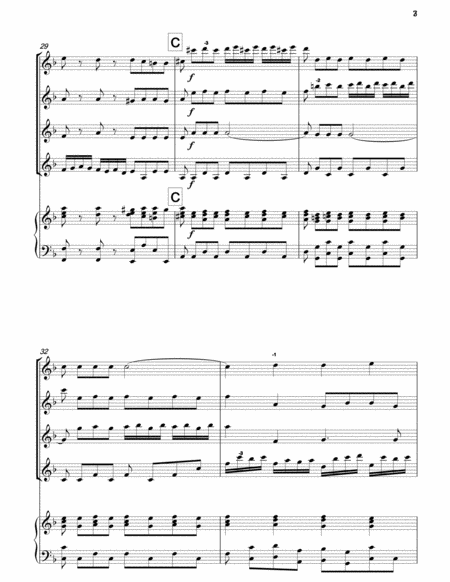 HANDEL Your Voices Raise (from Chandos Anthem No.9) for 4 violins & piano image number null