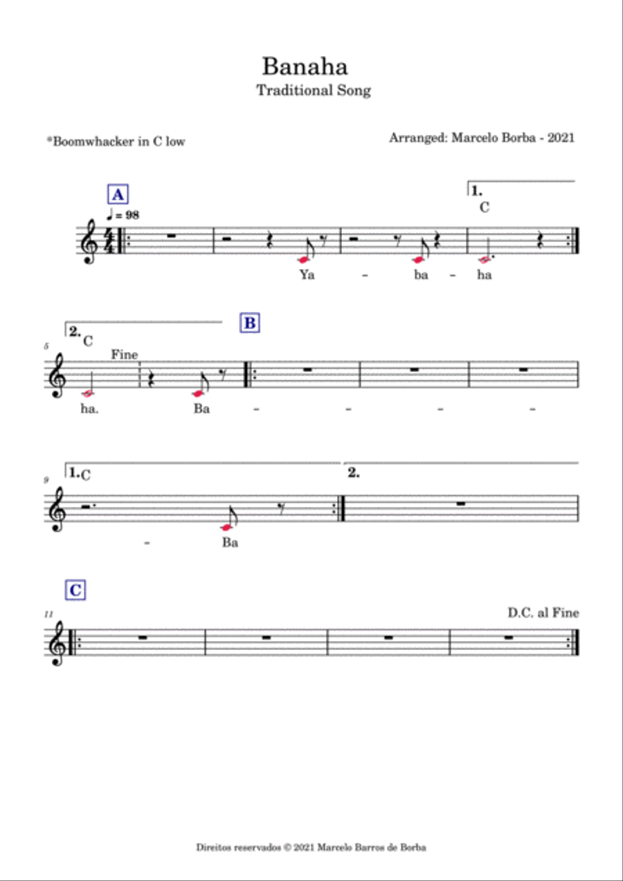 Banaha for Boomwhackers Easy Piano scores gallery preview page 3