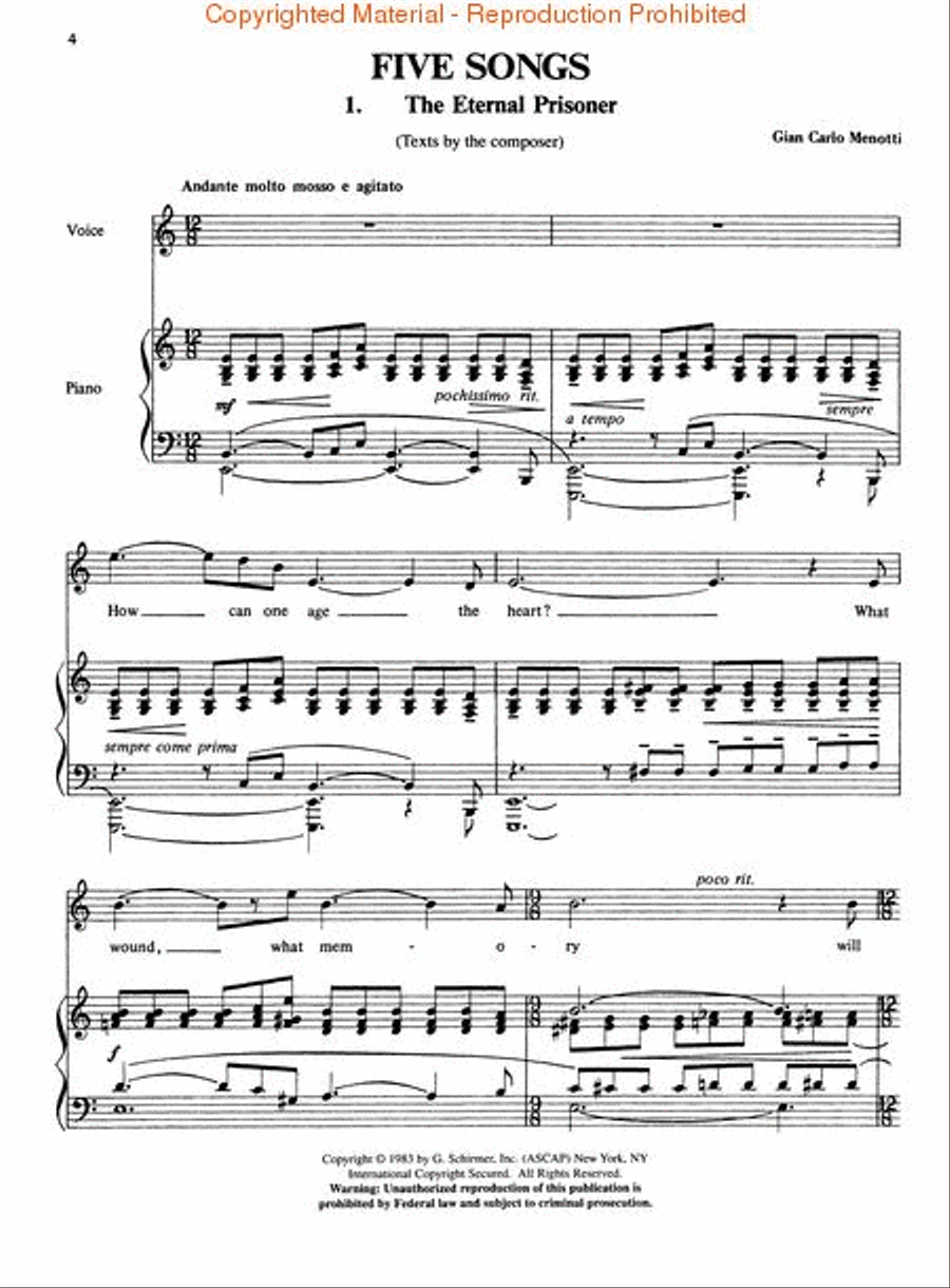 Five Songs Voice scores gallery preview page 2