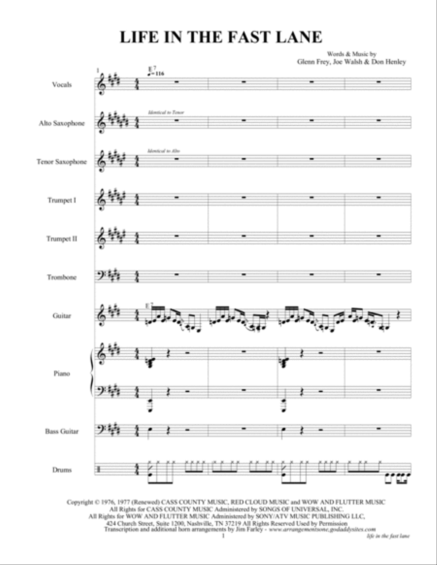 Life In The Fast Lane Tenor Saxophone scores gallery preview page 3