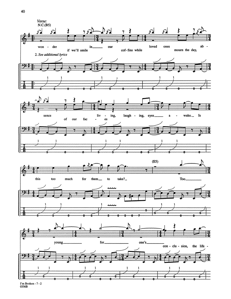 I'm Broken Bass Guitar Tablature scores gallery preview page 2