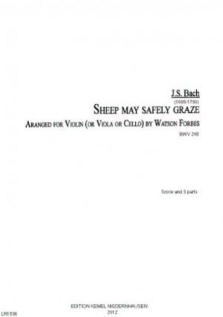 Sheep may safely graze : for violin or viola or cello and piano, BWV 208