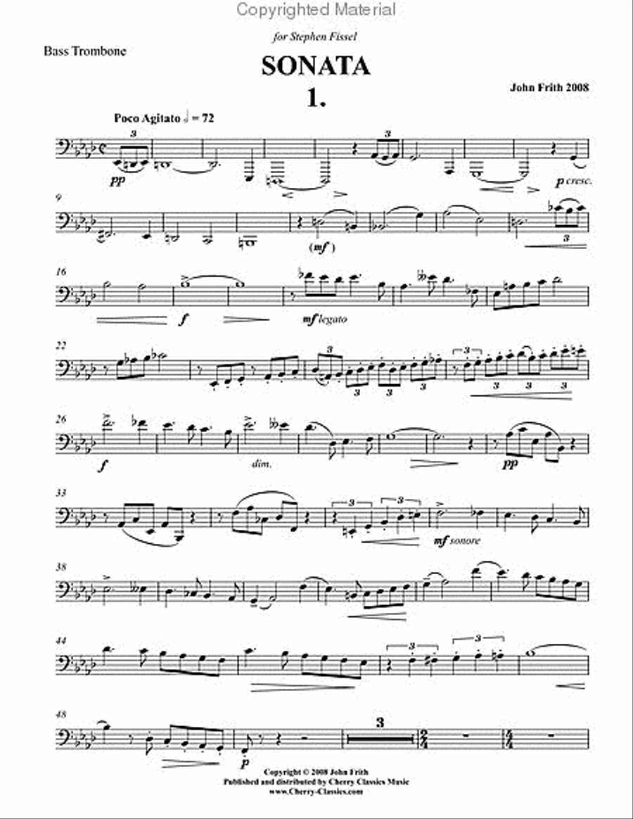 Sonata for Bass Trombone and Piano Bass Trombone scores gallery preview page 2