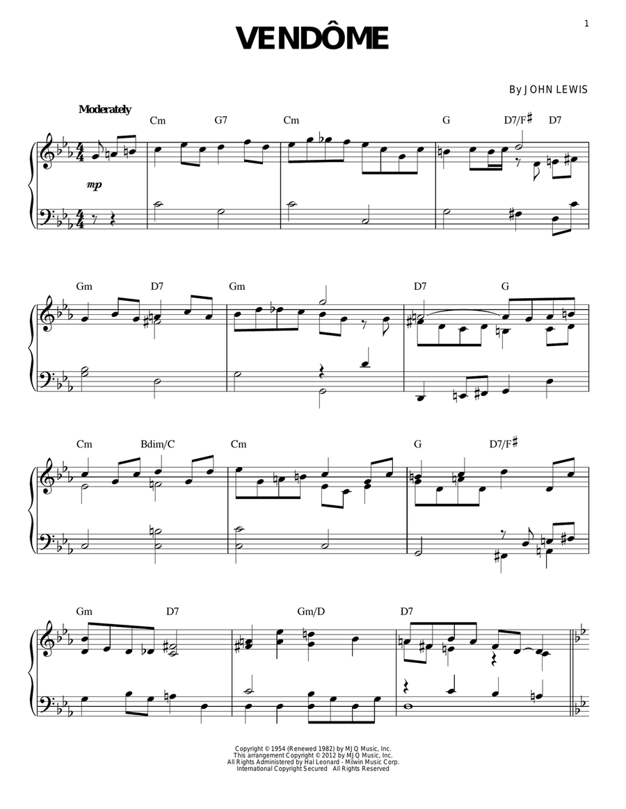 Vendome (arr. Brent Edstrom) Piano Solo scores gallery preview page 1