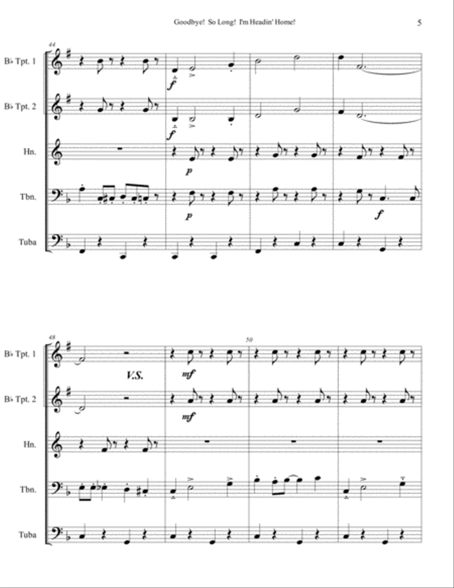 Goodbye! So Long! I'm Headin' Home!: A Medley Brass Ensemble scores gallery preview page 6