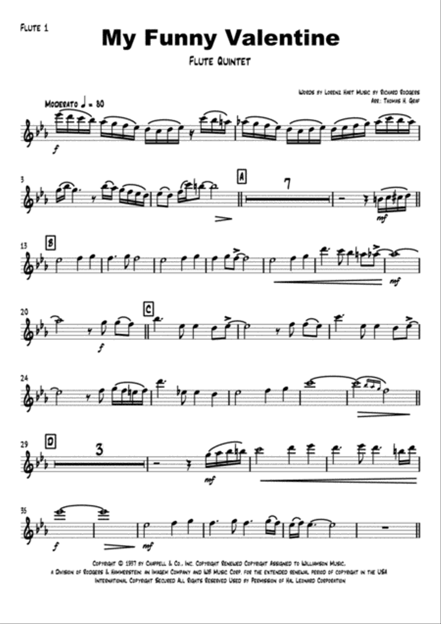 My Funny Valentine Woodwind Quintet scores gallery preview page 5