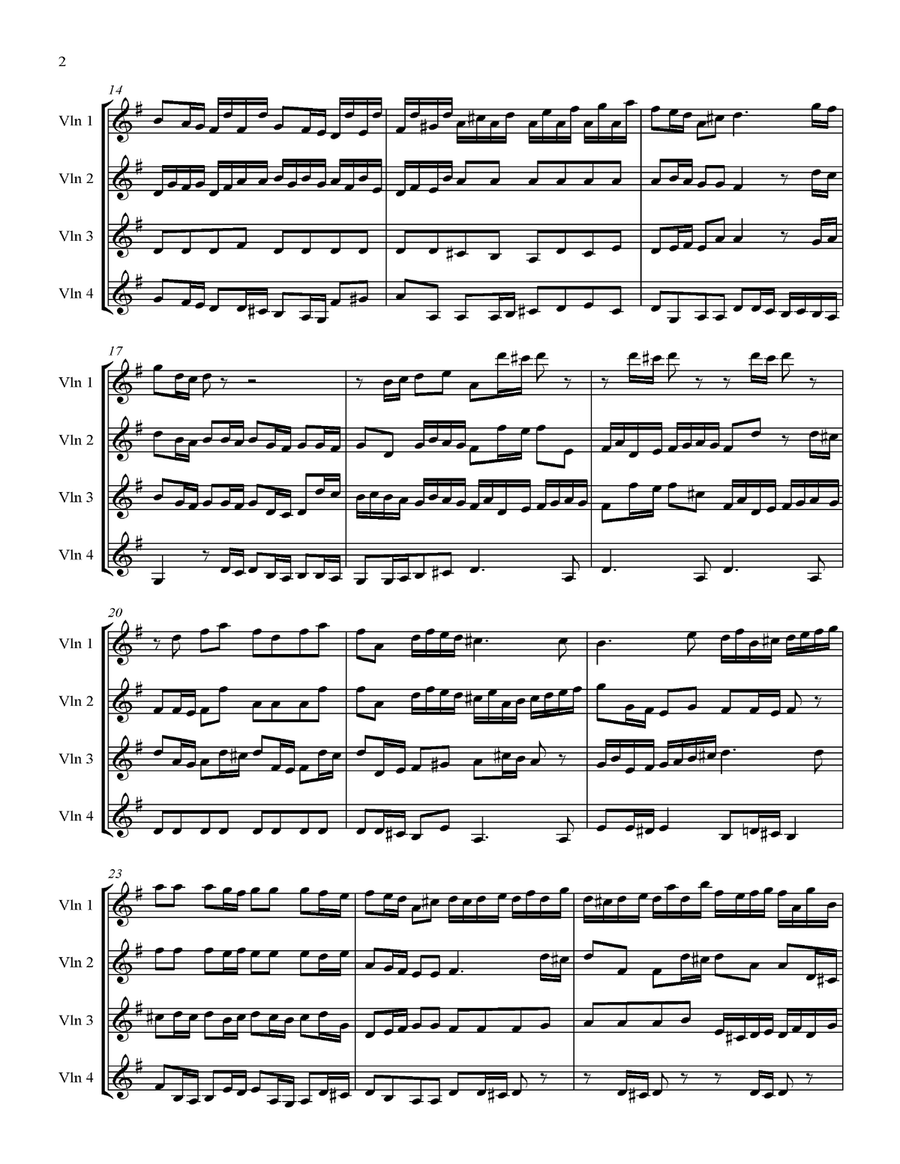 Brandenburg Concerto No. 3 by JS Bach for Four Violins with score & parts Violin Solo scores gallery preview page 2