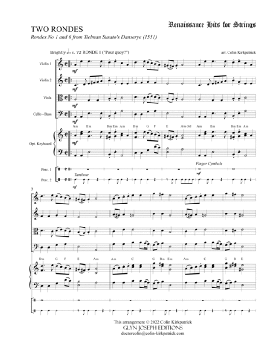 Two Rondes from Susato's Danserye (1551) Set of Parts scores gallery preview page 4