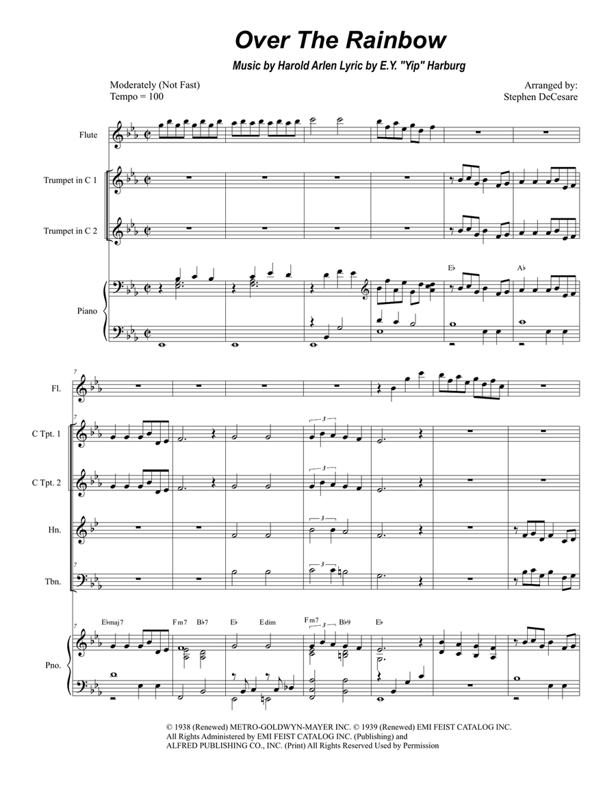 Over The Rainbow (from The Wizard Of Oz) Brass Ensemble scores gallery preview page 1
