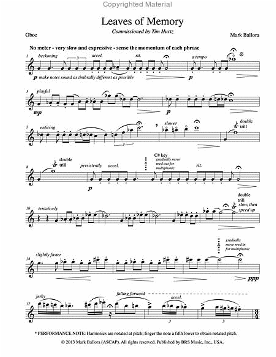 Leaves of Memory Leaves of Memory Oboe Solo scores gallery preview page 2