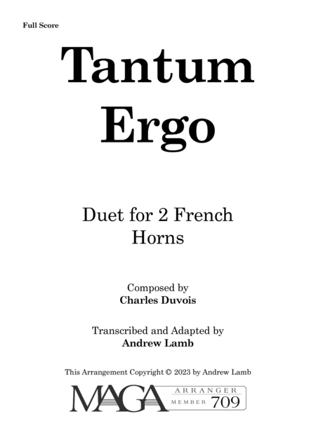 Charles Duvois | Tantum Ergo (arr. for French Horn Duet) image number null