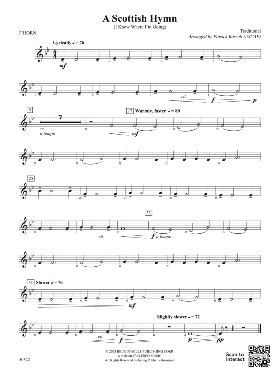 A Scottish Hymn: 1st F Horn Concert Band scores gallery preview page 1
