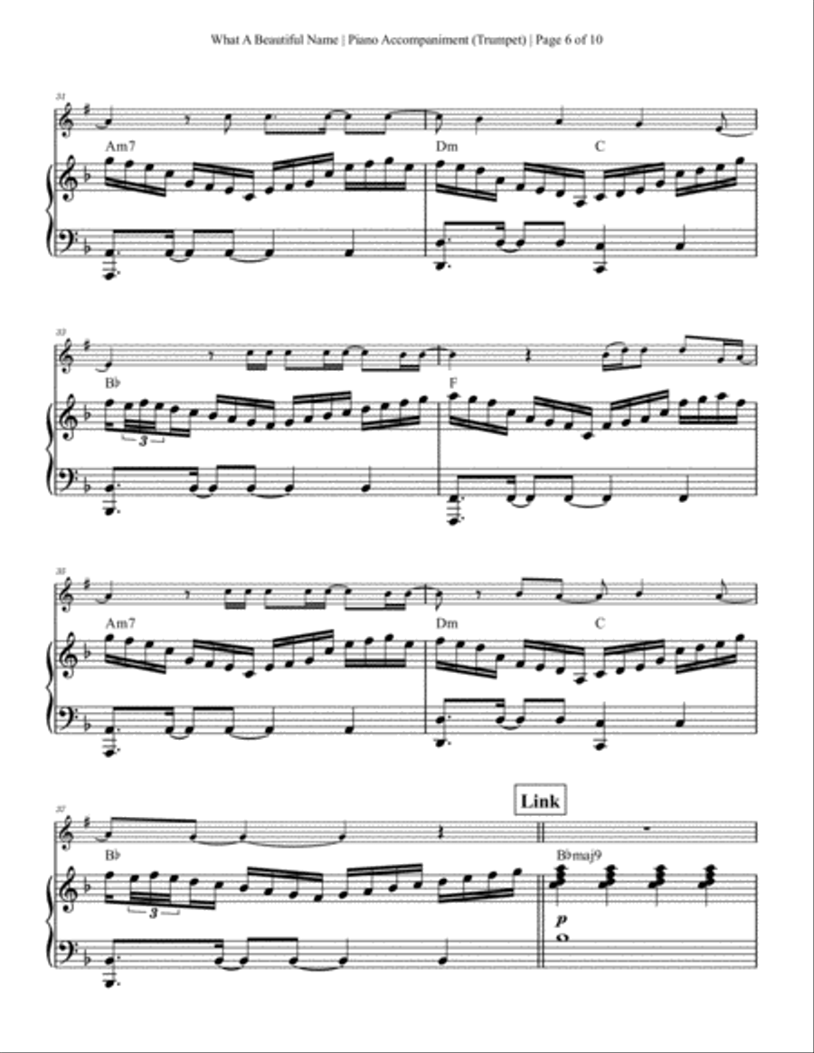What A Beautiful Name Trumpet Solo scores gallery preview page 6