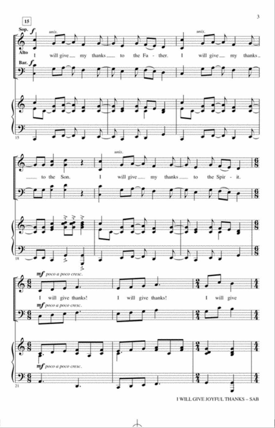I Will Give Joyful Thanks 3-Part scores gallery preview page 2