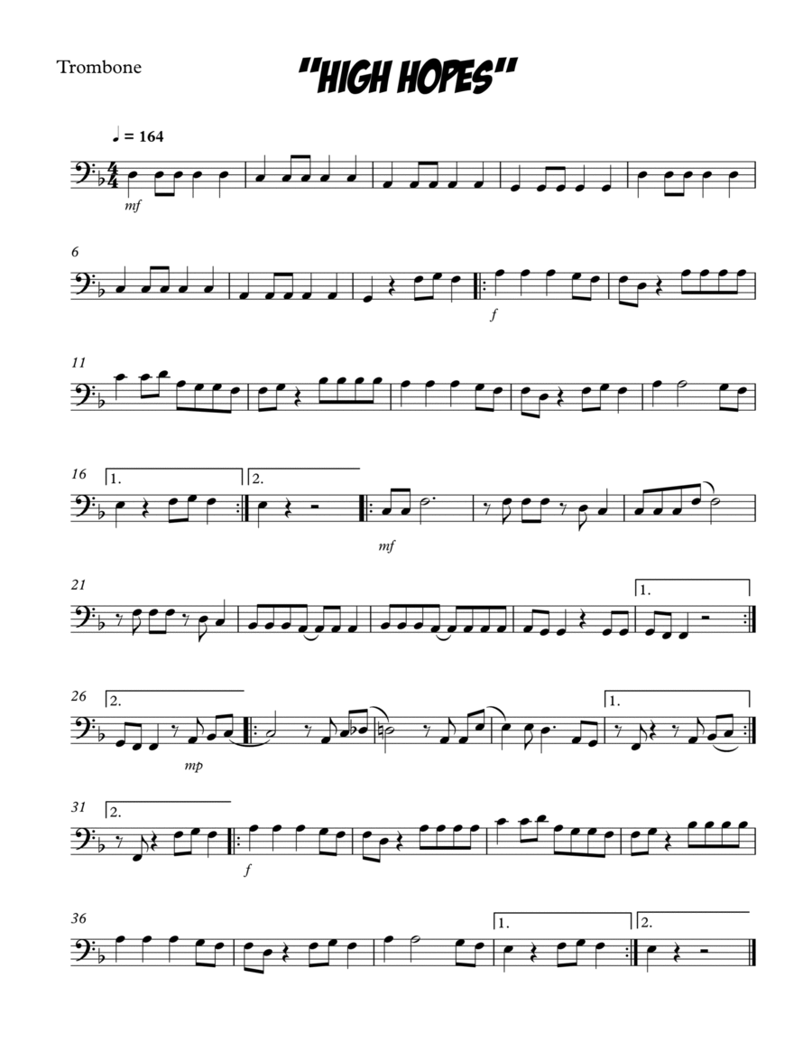 High Hopes High Hopes Trombone Solo scores gallery preview page 1