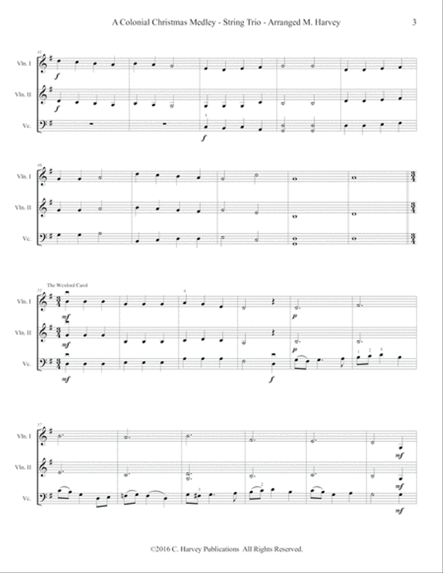 A Colonial Christmas Medley for String Trio String Trio scores gallery preview page 5