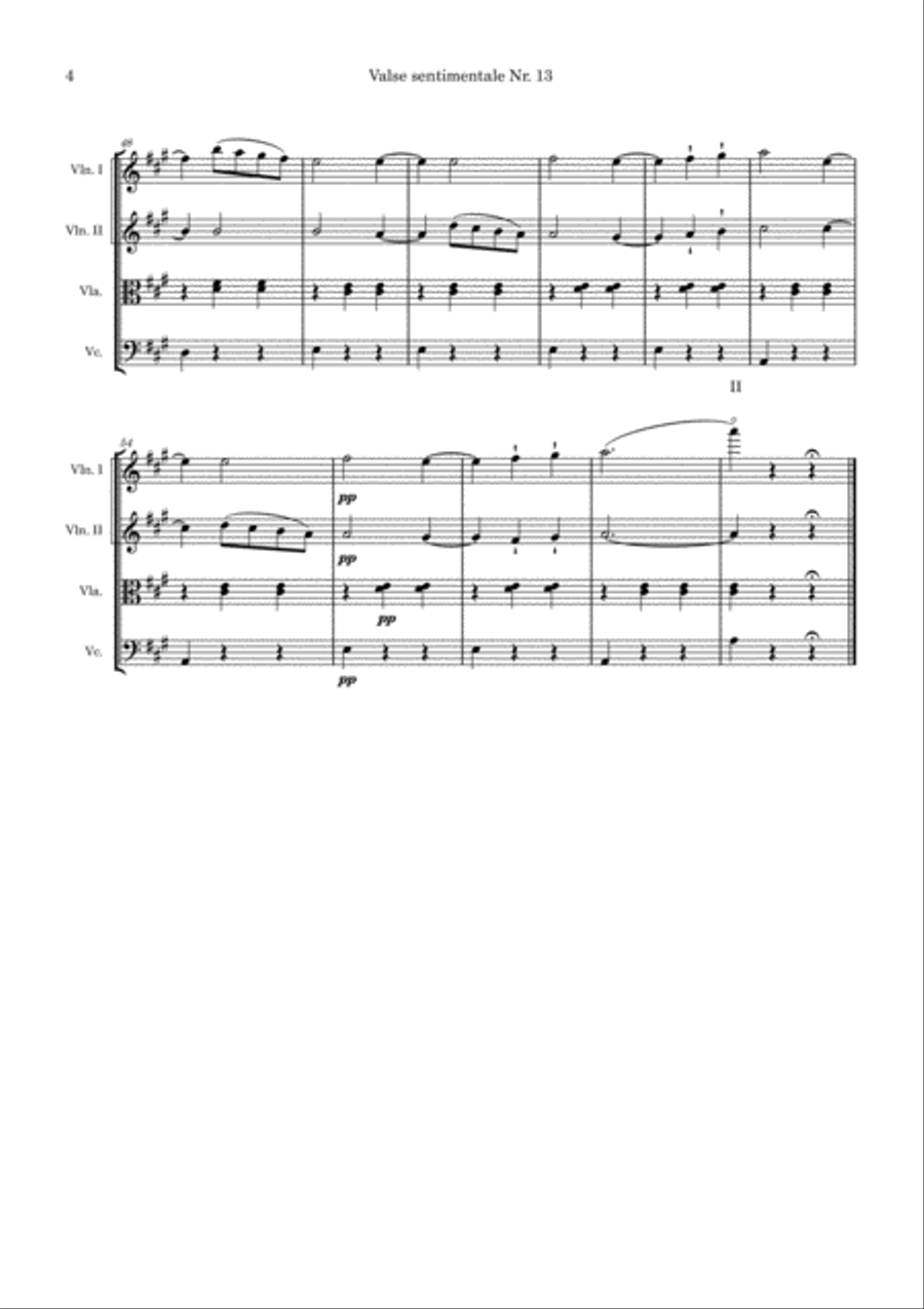Valse sentimental Nr. 13 Valse sentimental Nr. 13 String Quartet scores gallery preview page 4