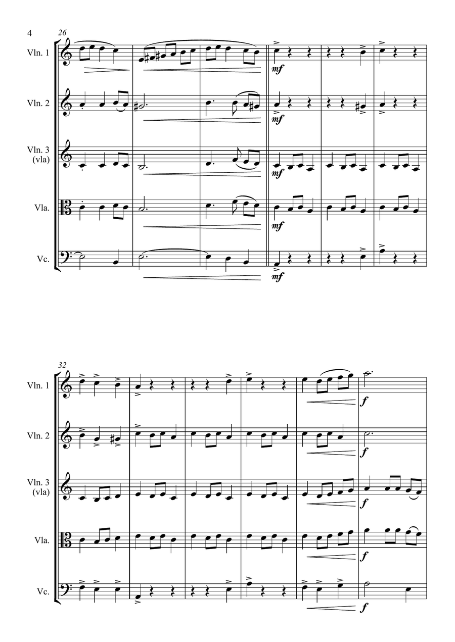 Carol of the Bells (Ukrainian Bell Carol) - for String Quartet String Quartet scores gallery preview page 4