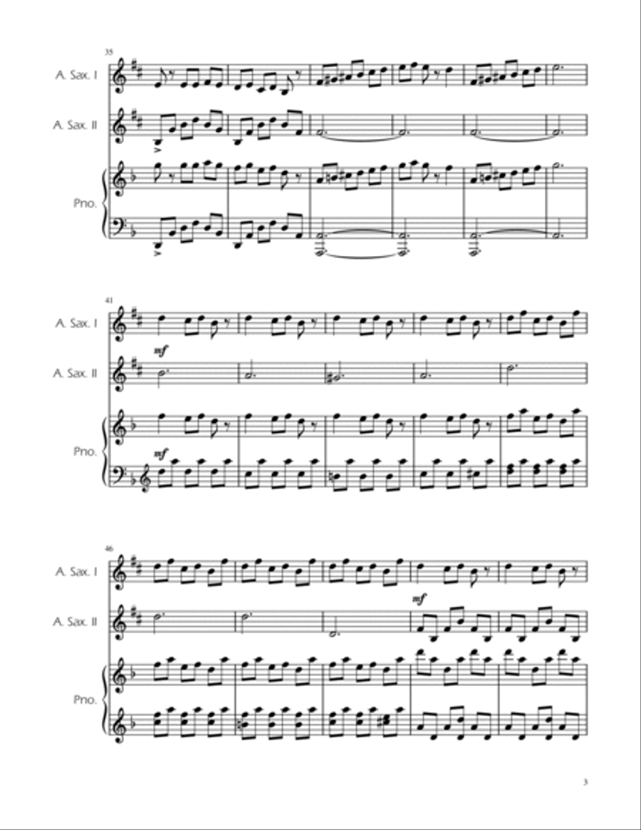 Carol of the Bells - Alto Sax Duet w/ Piano Woodwind Duet scores gallery preview page 3