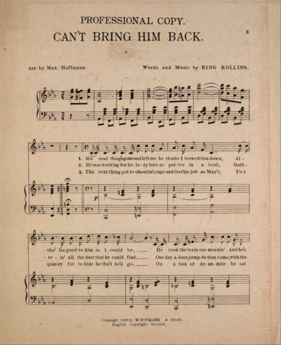 Can't Bring Him Back Voice scores gallery preview page 1