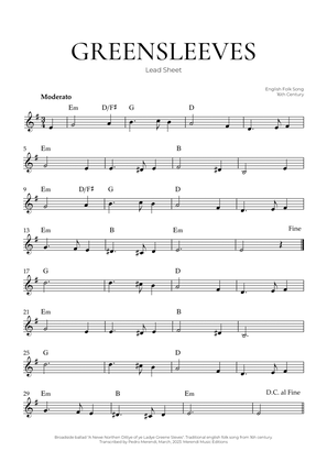 Greensleeves (Lead Sheet) - English Folk Song
