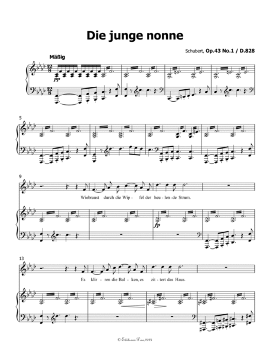 Die junge nonne, by Schubert, D.828, in f minor Voice scores gallery preview page 3