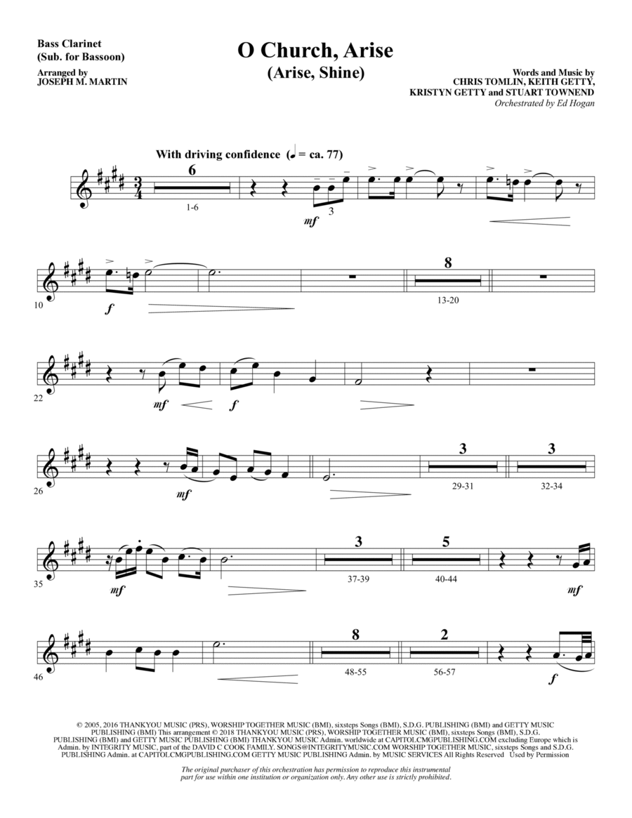 O Church, Arise (Arise, Shine) - Bass Clarinet (sub. Bassoon)