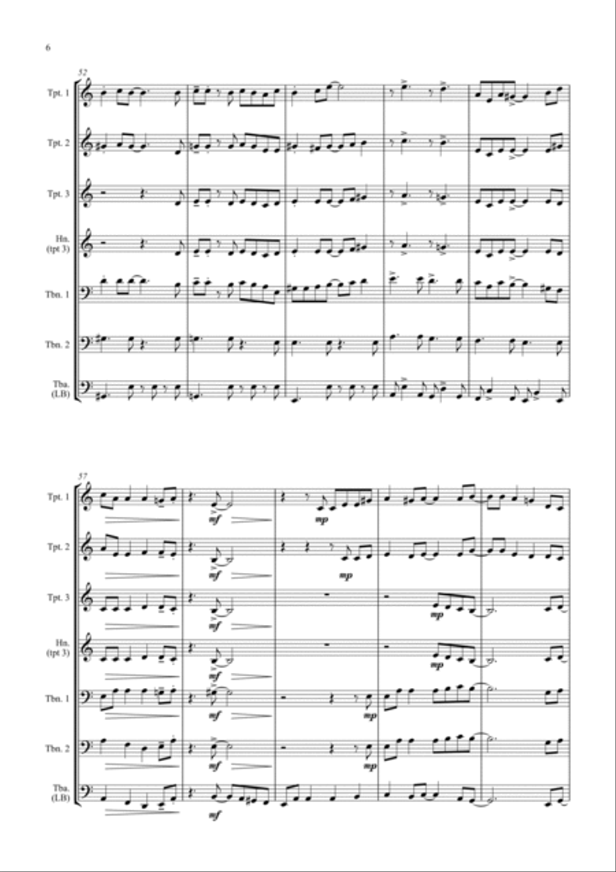 Johnny Swings On Home (When Johnny Comes Marching Home) - for Brass Ensemble Brass Ensemble scores gallery preview page 6