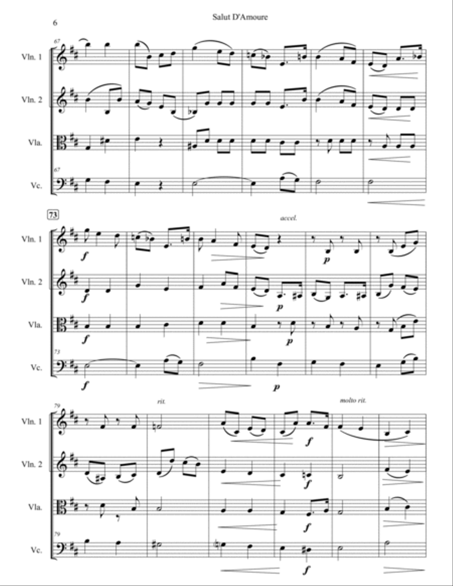 Salut De'Amoure (Liebesgruss) String Quartet scores gallery preview page 6