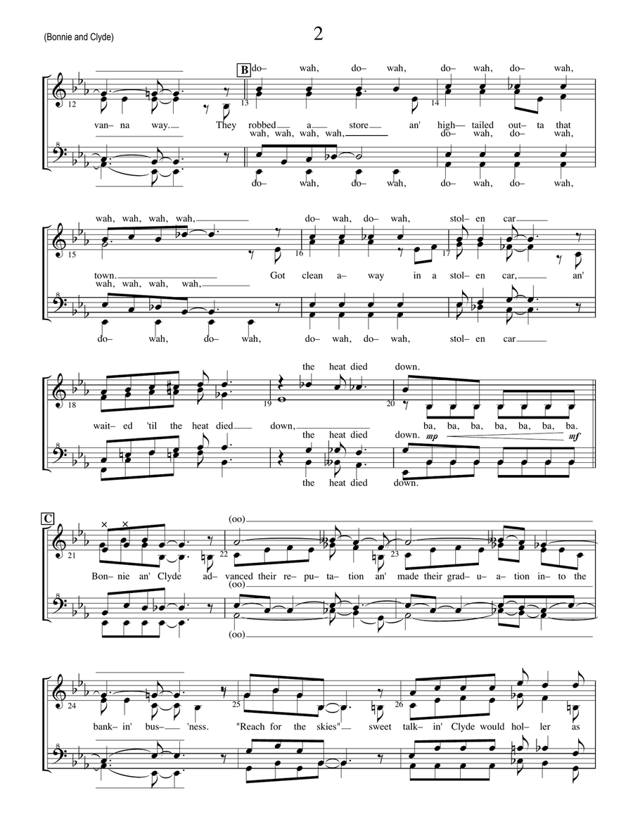 The Ballad Of Bonnie And Clyde SSAA scores gallery preview page 2