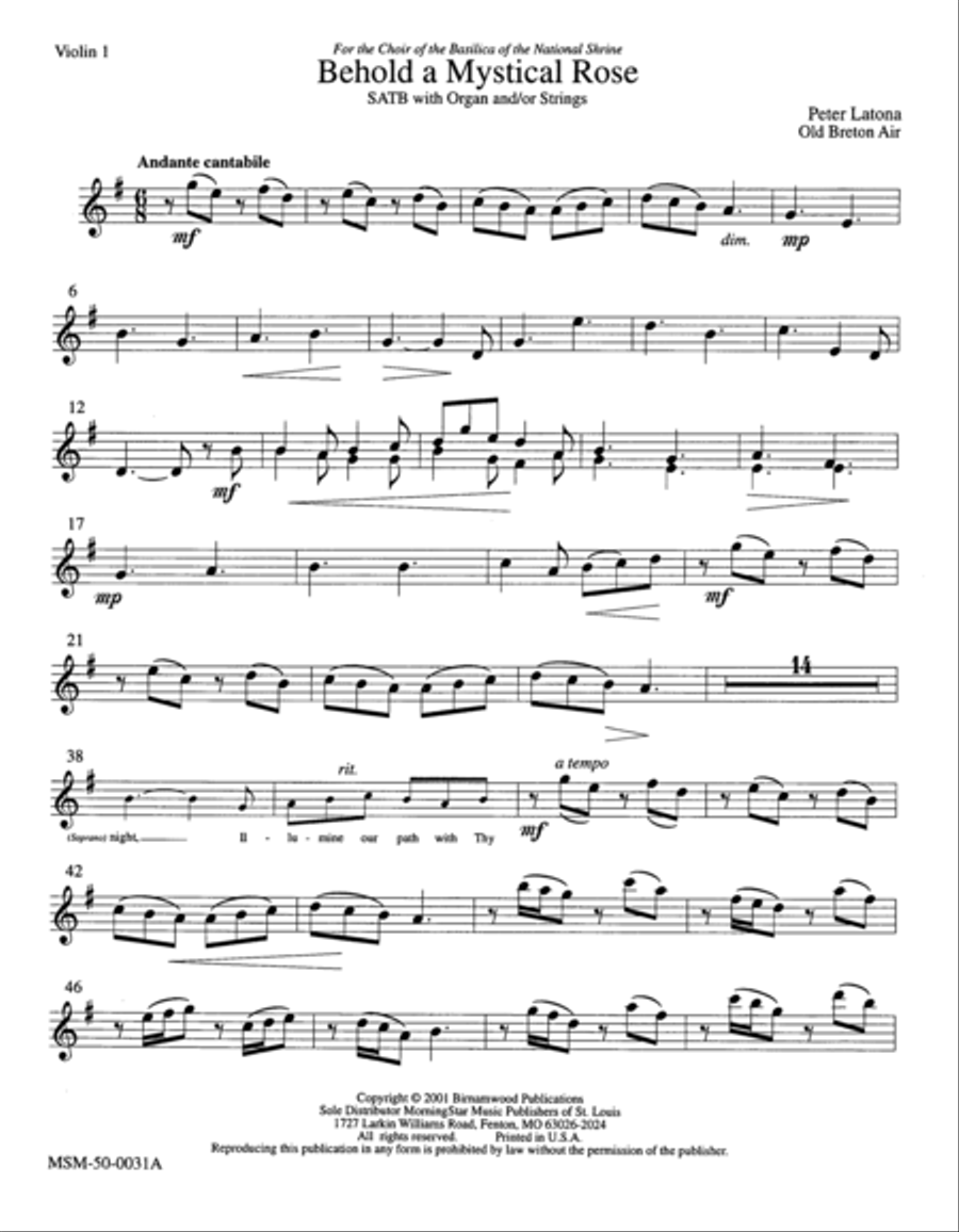 Behold, a Mystical Rose (Downloadable String Parts) Choir scores gallery preview page 1