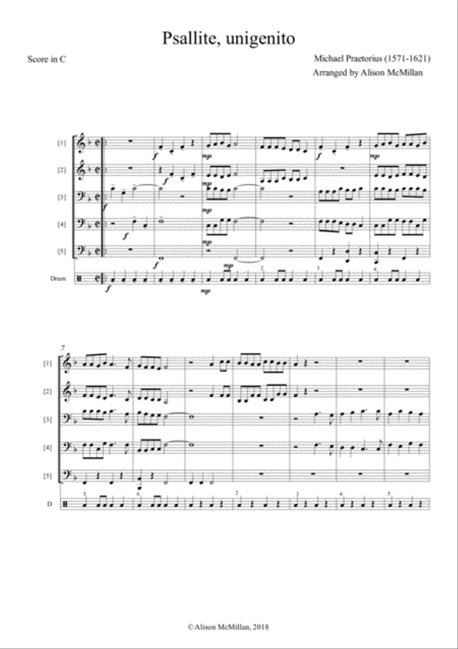 Psallite, unigenito Brass Ensemble scores gallery preview page 1