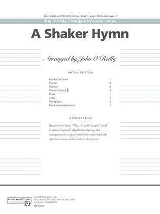 Book cover for A Shaker Hymn: Score