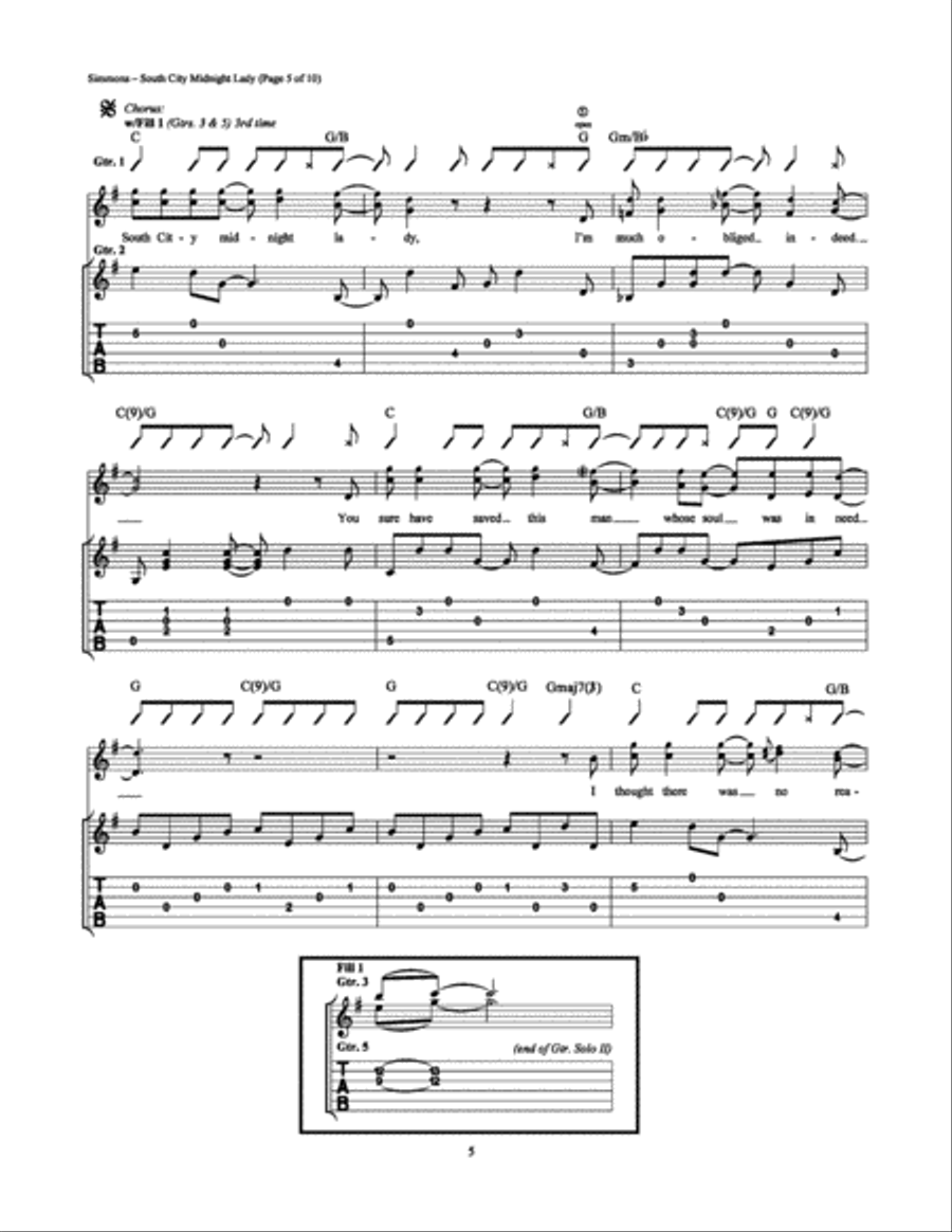 South City Midnight Lady South City Midnight Lady Electric Guitar scores gallery preview page 5