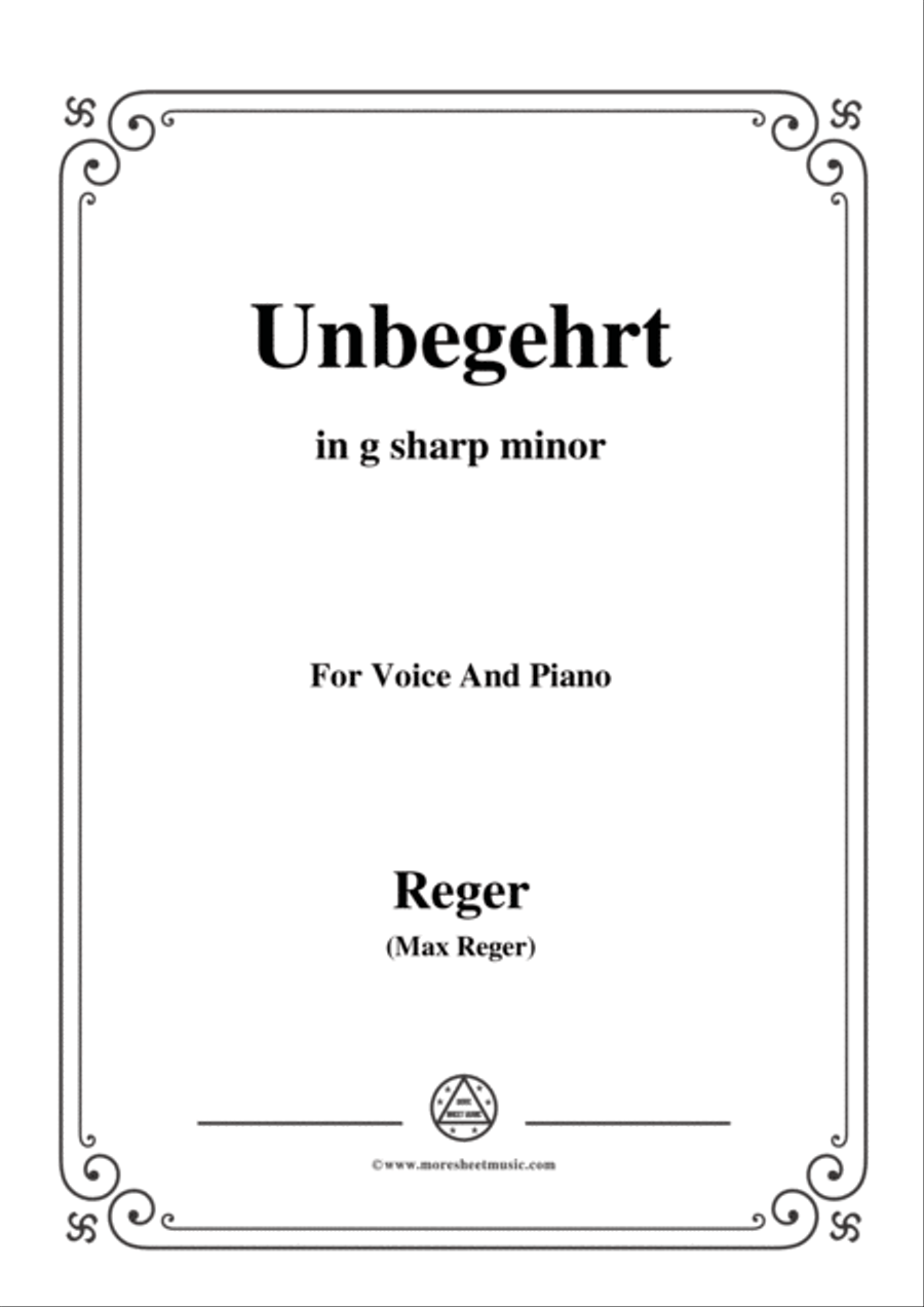 Reger-Unbegehrt in g sharp minor,for Voice and Piano Voice Solo scores gallery preview page 1