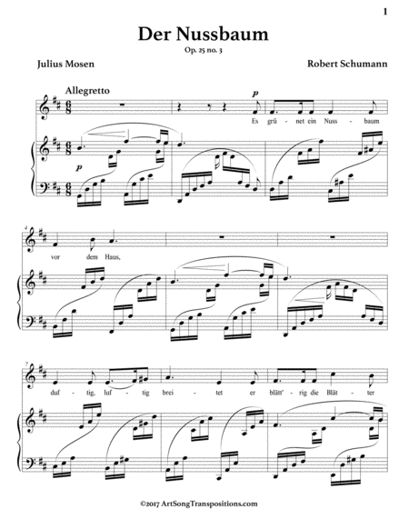 SCHUMANN: Der Nussbaum, Op. 25 no. 3 (transposed to D major)
