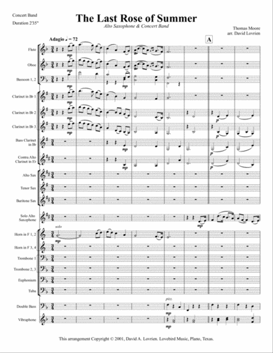 The Last Rose of Summer Concert Band scores gallery preview page 2