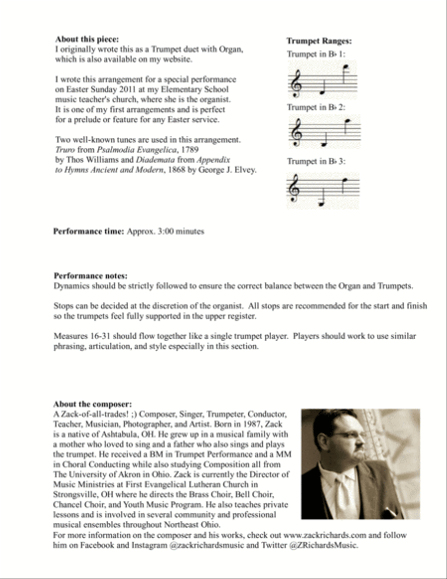 Fanfare for Easter for Trumpet Trio and Organ Trumpet Trio scores gallery preview page 2