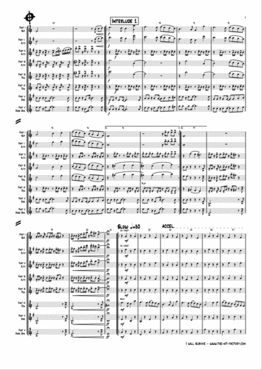 I Will Survive Saxophone Quintet scores gallery preview page 6