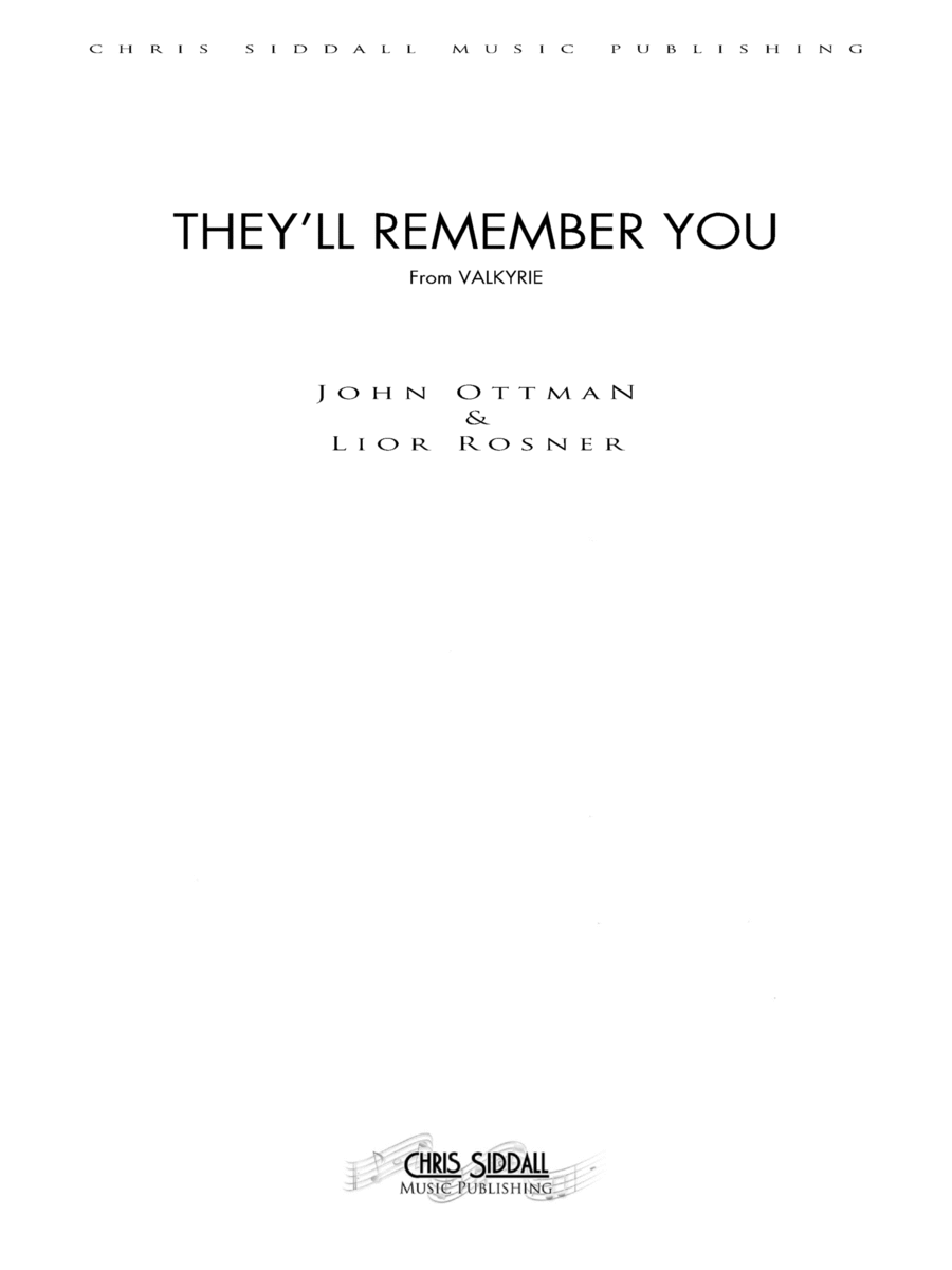 They'll Remember You - Score Only