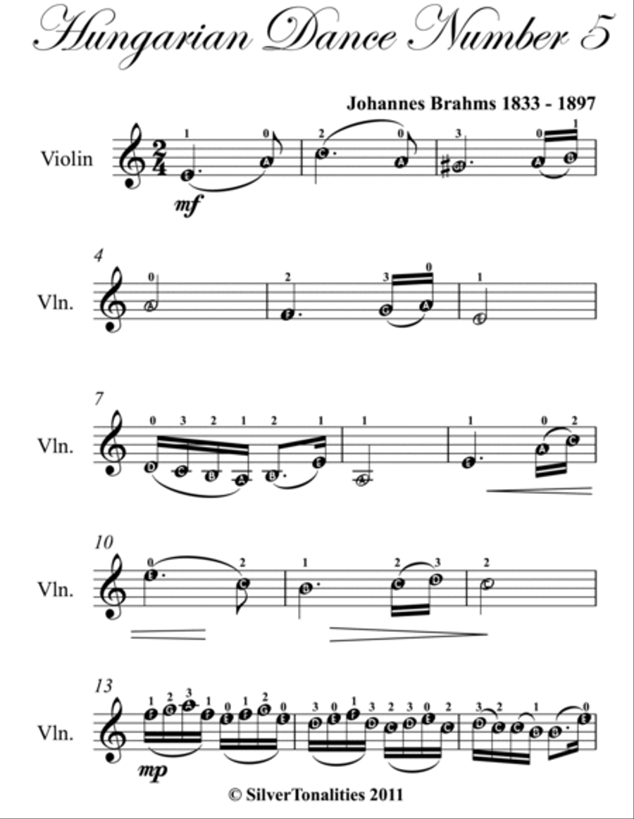 Hungarian Dance Number 5 Easy Violin Sheet Music Violin scores gallery preview page 2