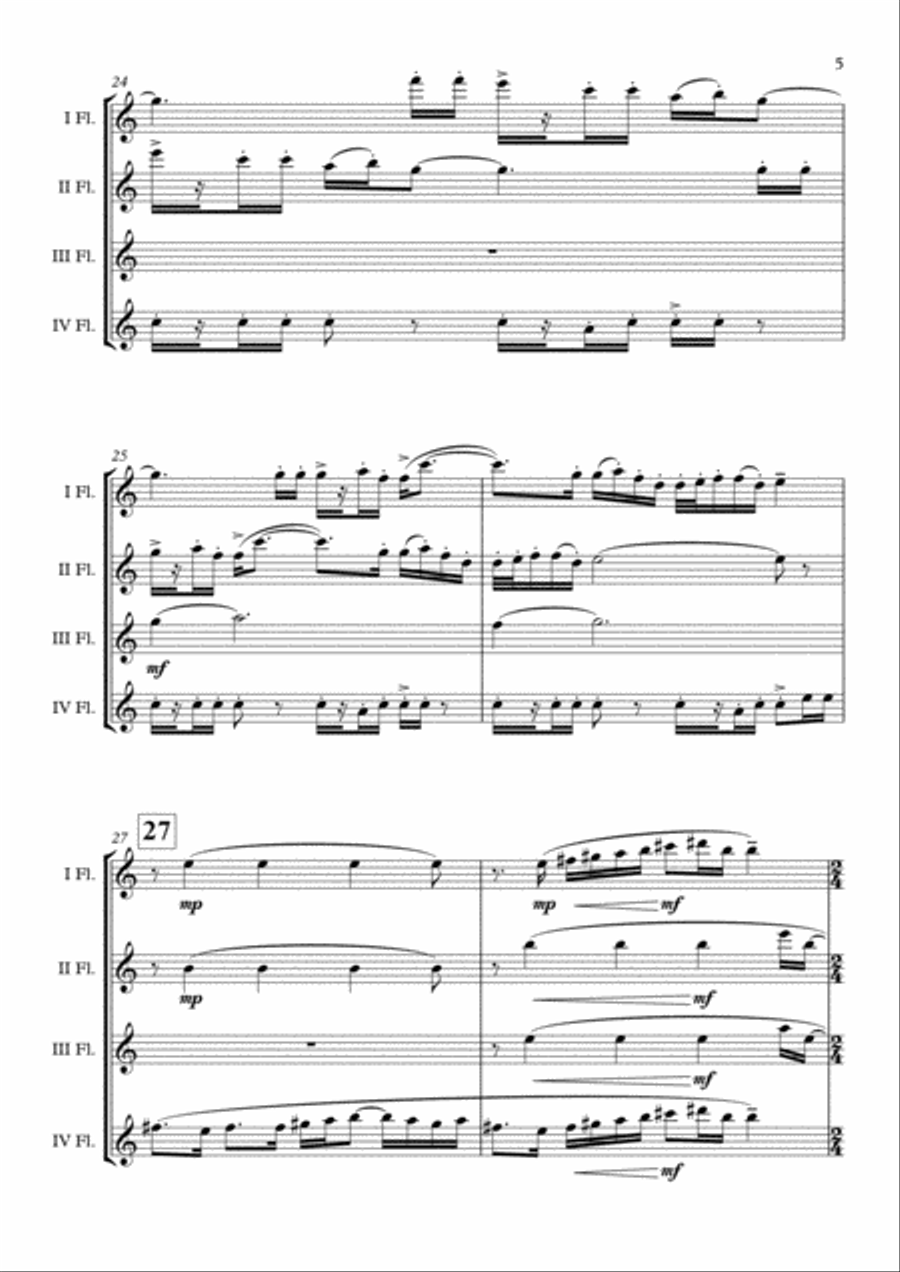 Bugler's Dream (Olympic Fanfare) Flute Quartet scores gallery preview page 6