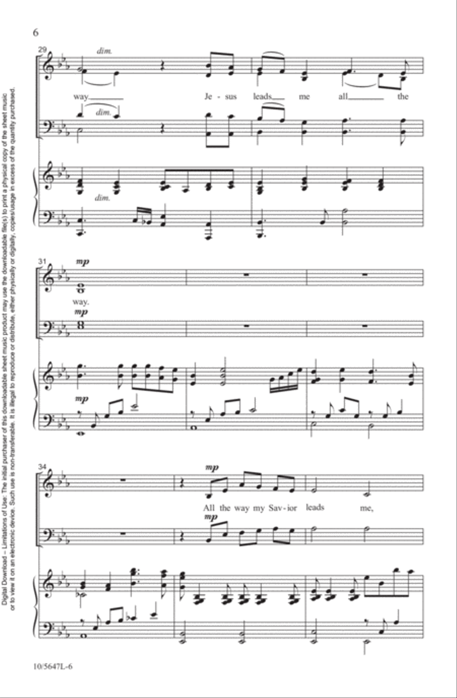 Jesus Leads Me All the Way 4-Part scores gallery preview page 6