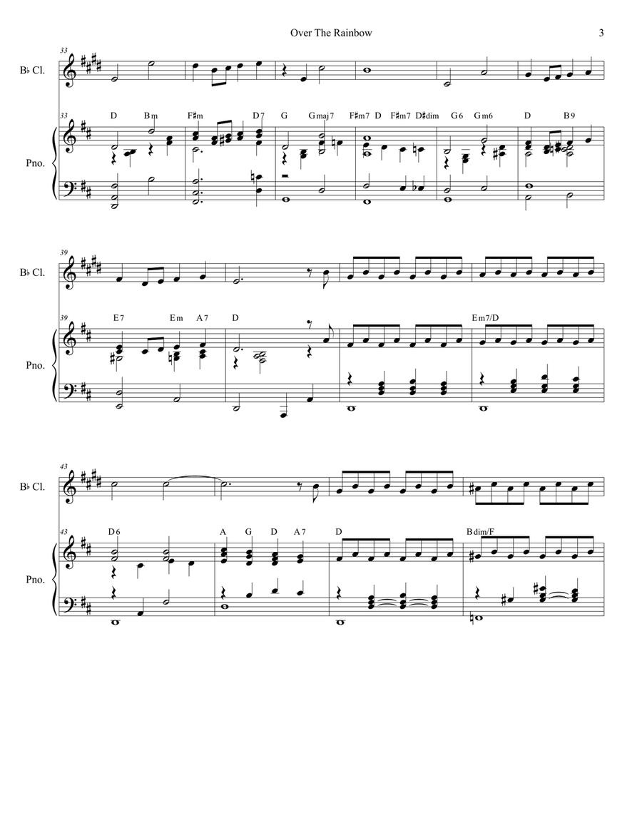 Over The Rainbow (from The Wizard Of Oz) Clarinet Solo scores gallery preview page 3