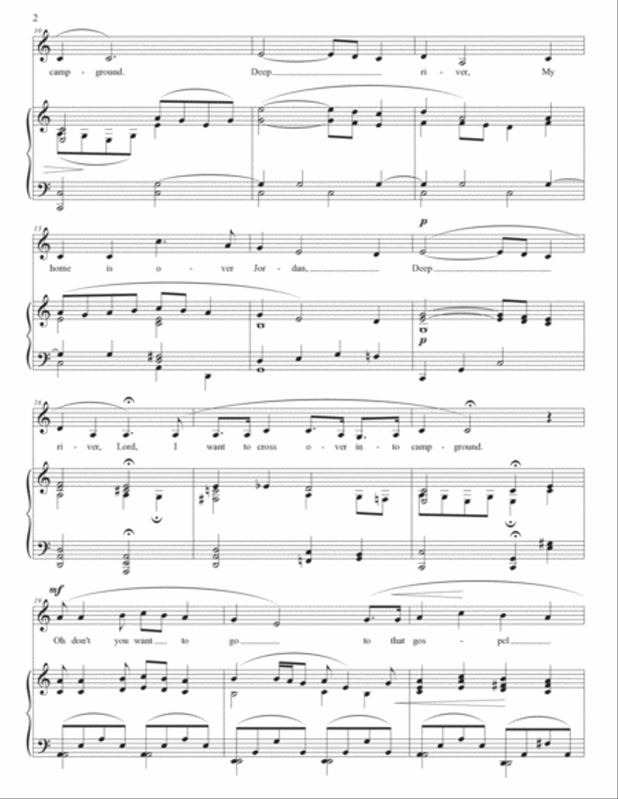 BURLEIGH: Deep river (transposed to C major, B major, and B-flat major) Voice scores gallery preview page 3