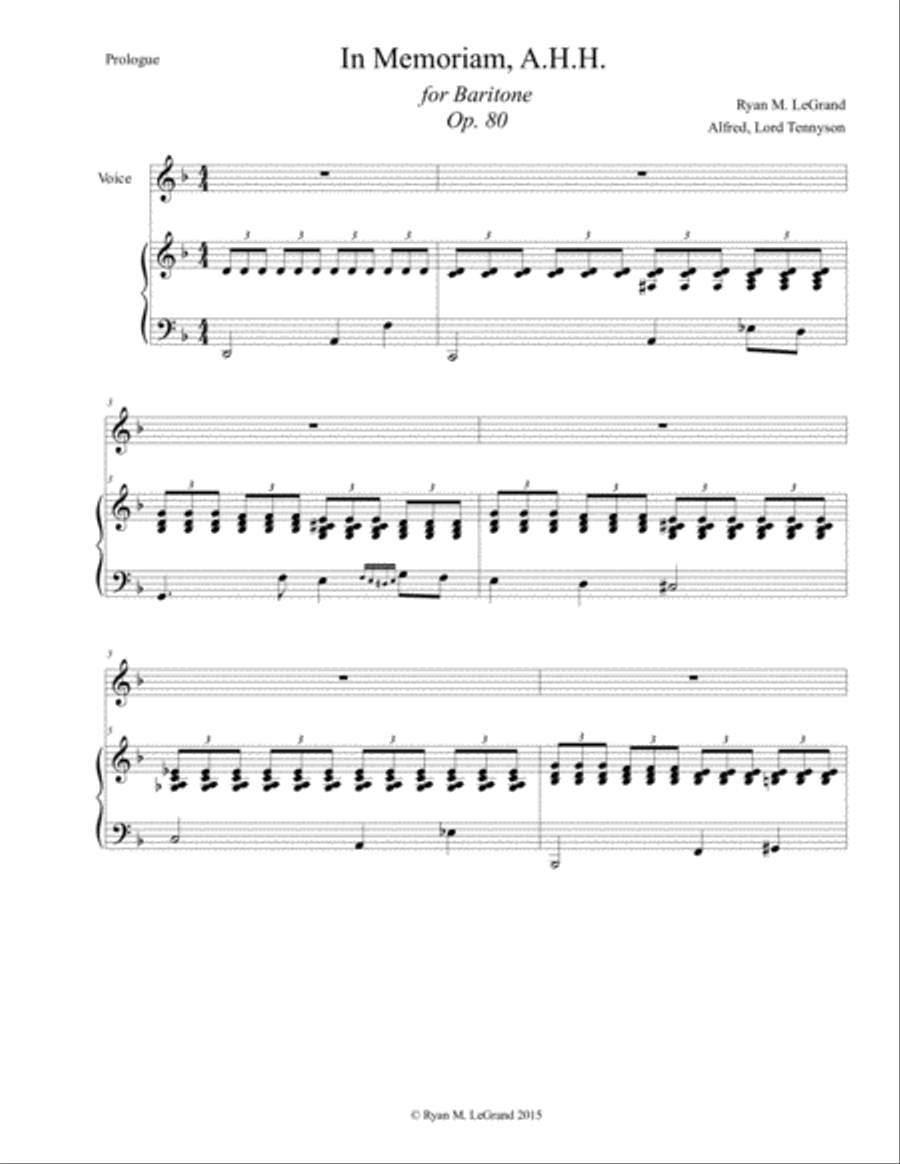 Song Cycle In Memoriam, A.H.H - for Baritone - LeGrand image number null