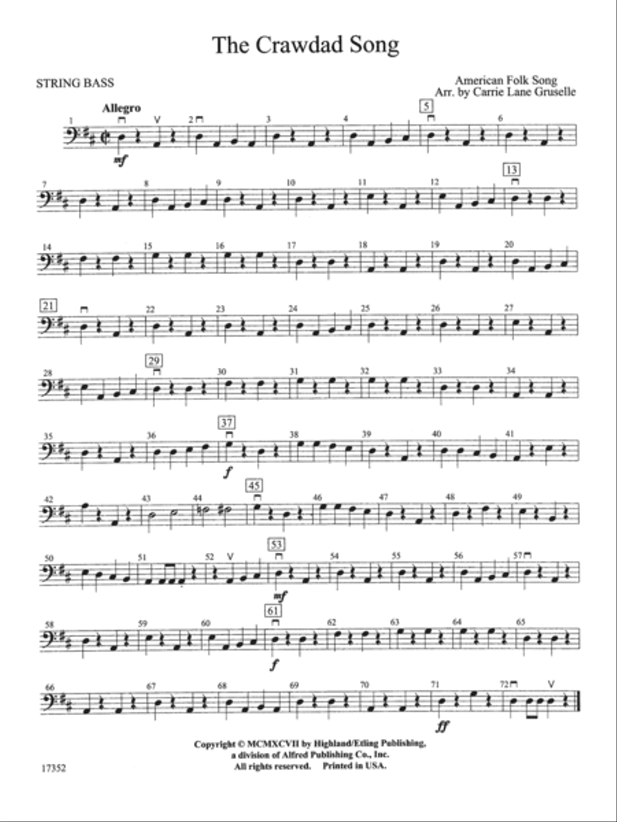 The Crawdad Song: String Bass String Orchestra scores gallery preview page 1